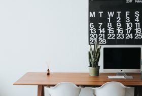 Private office with desk and calendar representing private workspace and data privacy