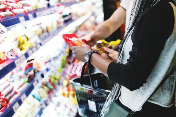 Picking food in the supermarket